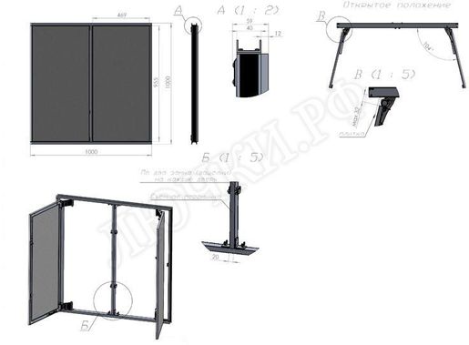 Люк под плитку Нажимной Секрет-Лайт 2 створки 1050*500 Люк под плитку Нажимной Секрет-Лайт 2 створки 1050*500