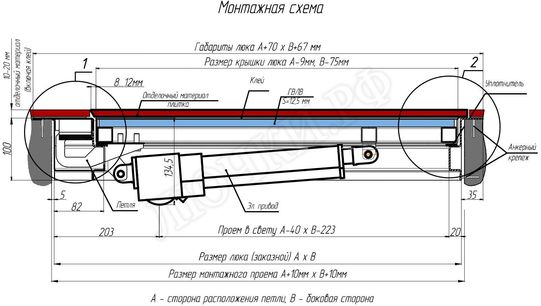 Напольный люк с электроприводом 750*900 Напольный люк с электроприводом 750*900