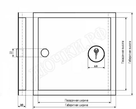 Люк сантехнический пожарный 150*500, петли справа, Отверстие справа-сверху Люк сантехнический пожарный 150*500, петли справа, Отверстие справа-сверху