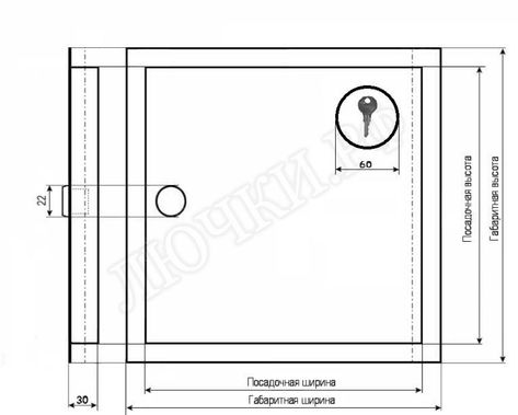 Люк сантехнический пожарный 150*500, петли справа, Отверстие справа-сверху Люк сантехнический пожарный 150*500, петли справа, Отверстие справа-сверху